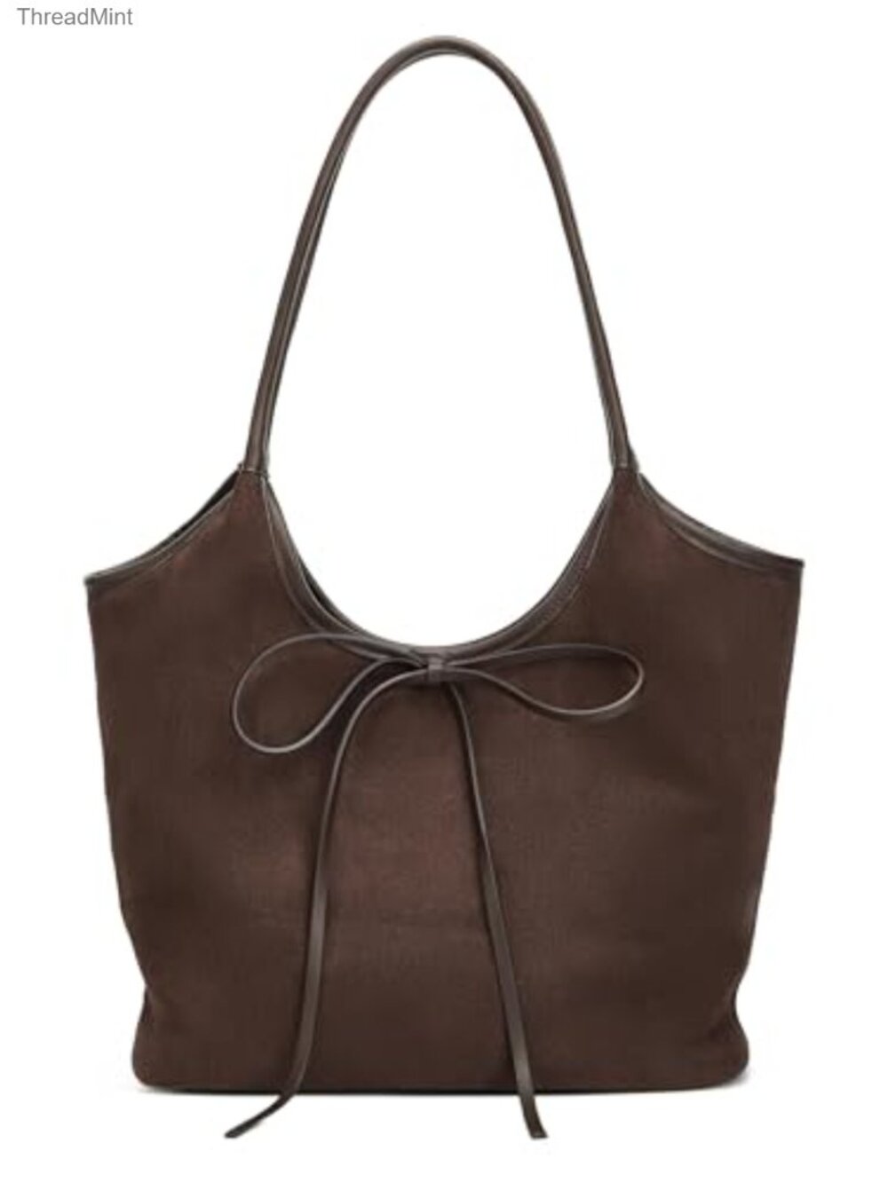 Suede Hobo Shoulder Bag Large Capacity Satchel with Bow